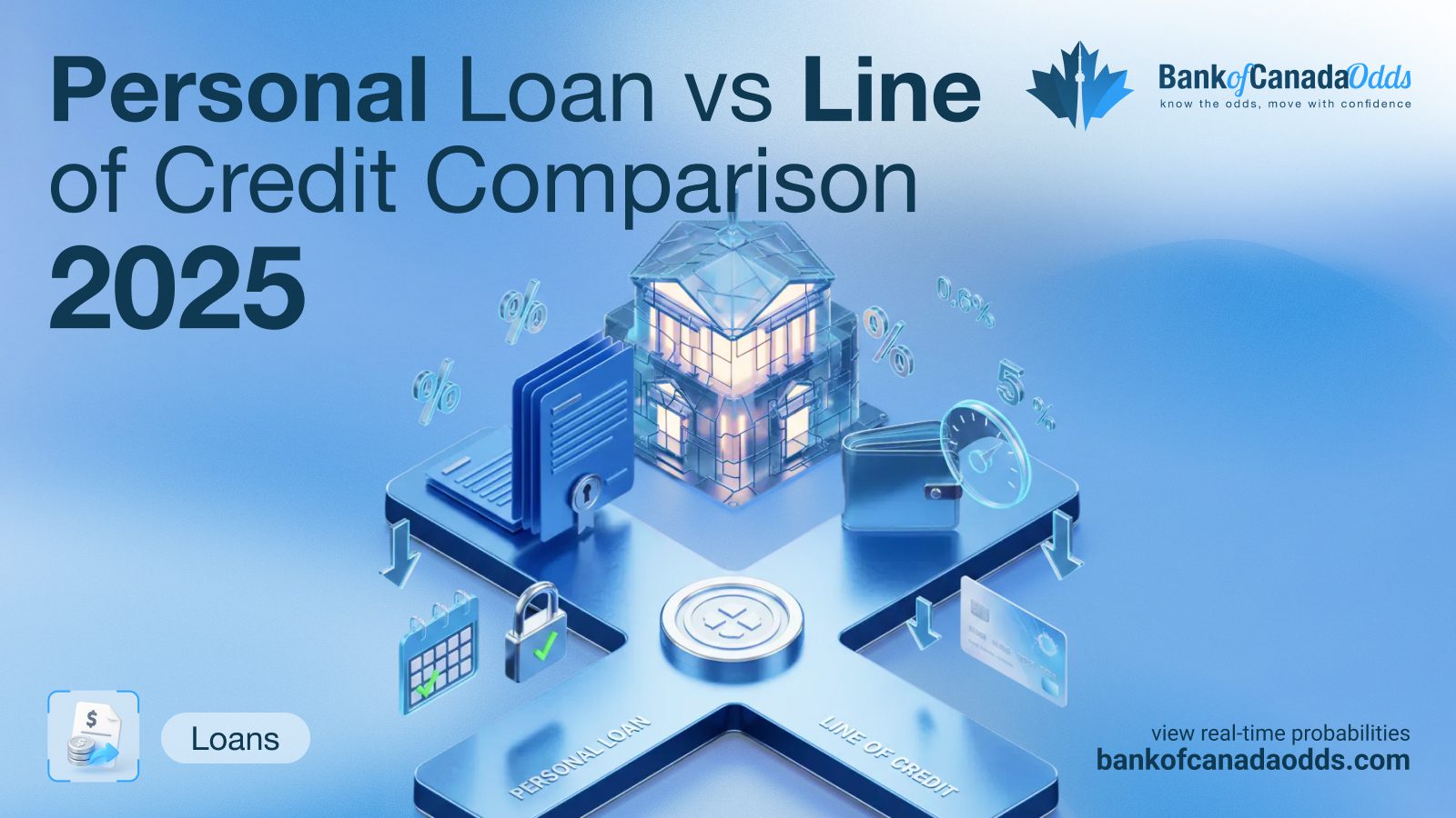 A side-by-side comparison chart showing the differences between a personal loan vs line of credit in Canada.
